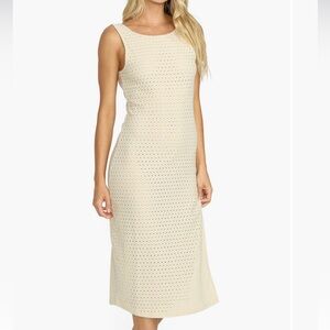 Billabong Cream Eyelet Midi Tank Cover Up Dress